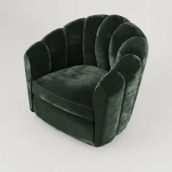 Nest Green Velvet Bronze Base Armchair