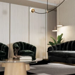 Nest Green Velvet Bronze Base Armchair