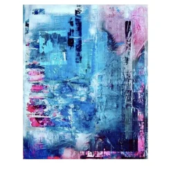 New York Polychrome Mixed-Media Painting