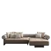 Nikos Beige wood and leather modular outdoor sofa