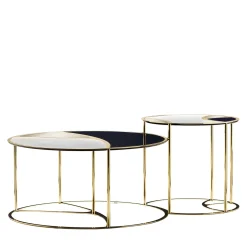 Nilo Set of 2 Calacatta Marble & Glass NestingTables