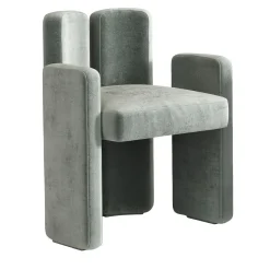 Nina Soft gray fabric low backrest armchair