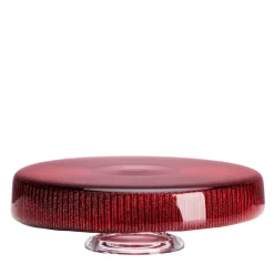 Noel Red Glitter Glass Cake Stand