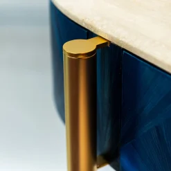 Nora Curved Blue & Golden Vanity Desk