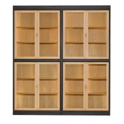 Novecento Four-Door Glass Ash Wood Cabinet