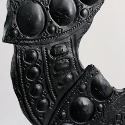 Néra Black Ceramic Sculpture with Pedestal by Gabriele Mengoni