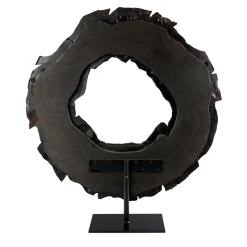 Néra Black Ceramic Sculpture with Pedestal by Gabriele Mengoni