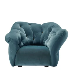 Nubola Blue Velvet Armchair by Gaetano Pesce