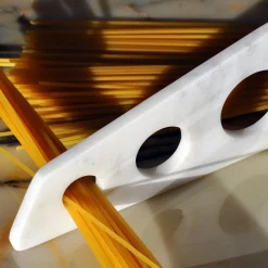 Numerocinque Spaghetti Holder with Engraving in Carrara Marble