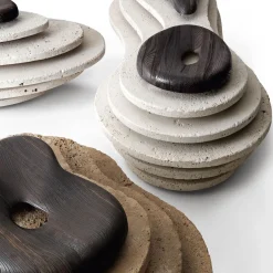 Oasi N.1 Seating in Travertino Paglierino and Aged Larch