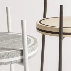 Oblivion Small Round Brown Travertine Table