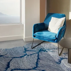 Oceano Blue Wool Rectangular Rug