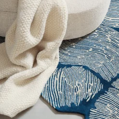 Oceano Blue Wool Rectangular Rug