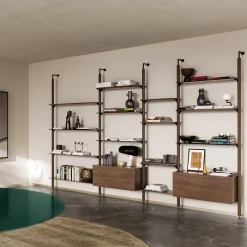 Octagon Ash Wood Bookshelf with 10 Shelves by Norberto Delfinetti