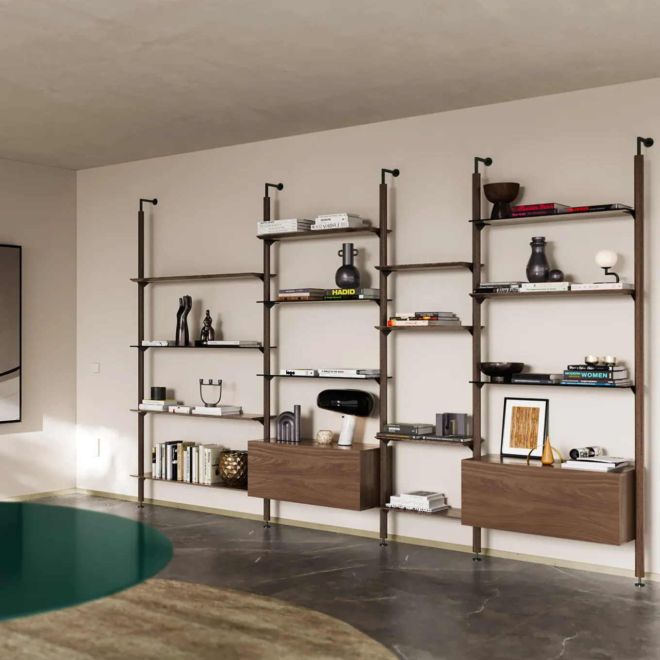 Octagon Ash Wood Bookshelf with 10 Shelves by Norberto Delfinetti