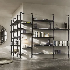 Octagon Ash Wood Bookshelf with 10 Shelves by Norberto Delfinetti