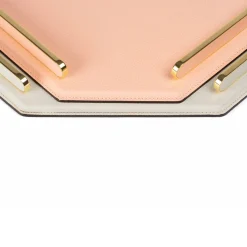 Octagonal Golden/Beige Leather Tray