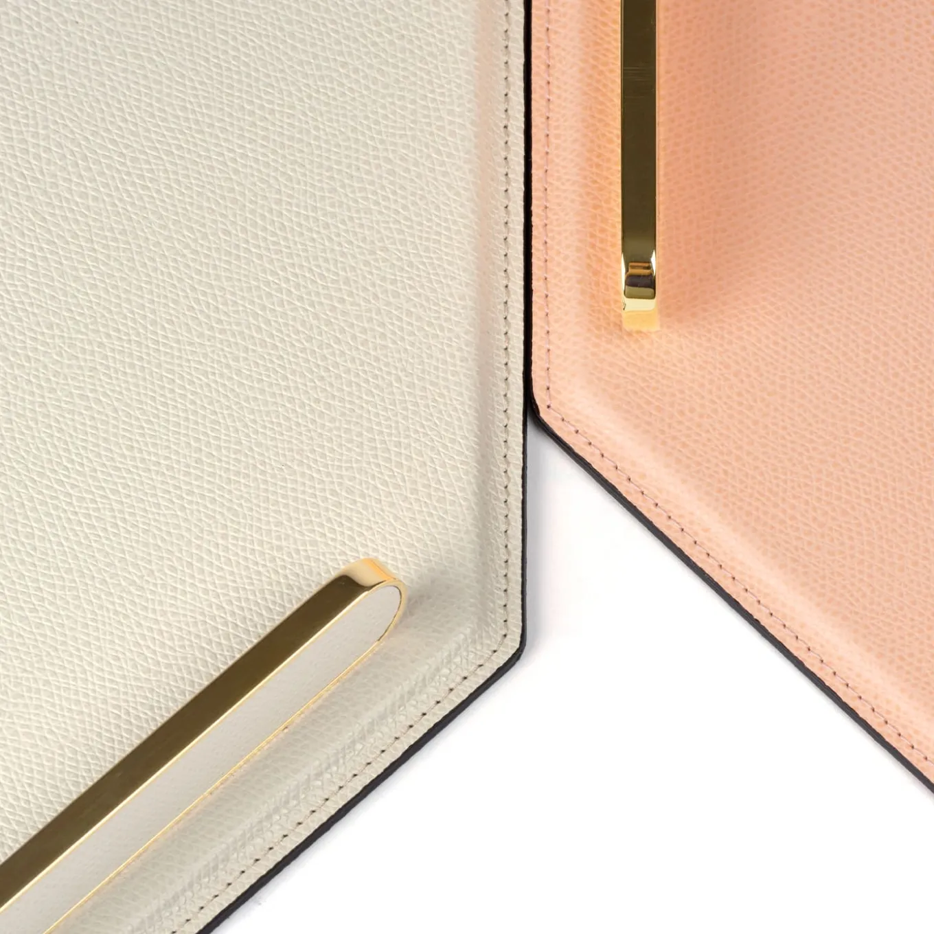 Octagonal Golden/Beige Leather Tray