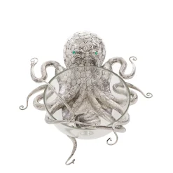 Octopus Sterling Silver and Crystal Tureen