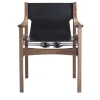 Old Livoni Vintage Black Leather Chair in Walnut Wood Frame by Studio Livoni
