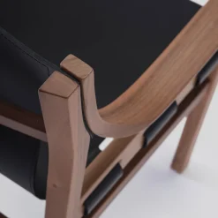 Old Livoni Vintage Black Leather Chair in Walnut Wood Frame by Studio Livoni