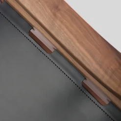 Old Livoni Vintage Black Leather Chair in Walnut Wood Frame by Studio Livoni