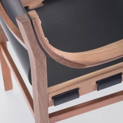 Old Livoni Vintage Black Leather Chair in Walnut Wood Frame by Studio Livoni