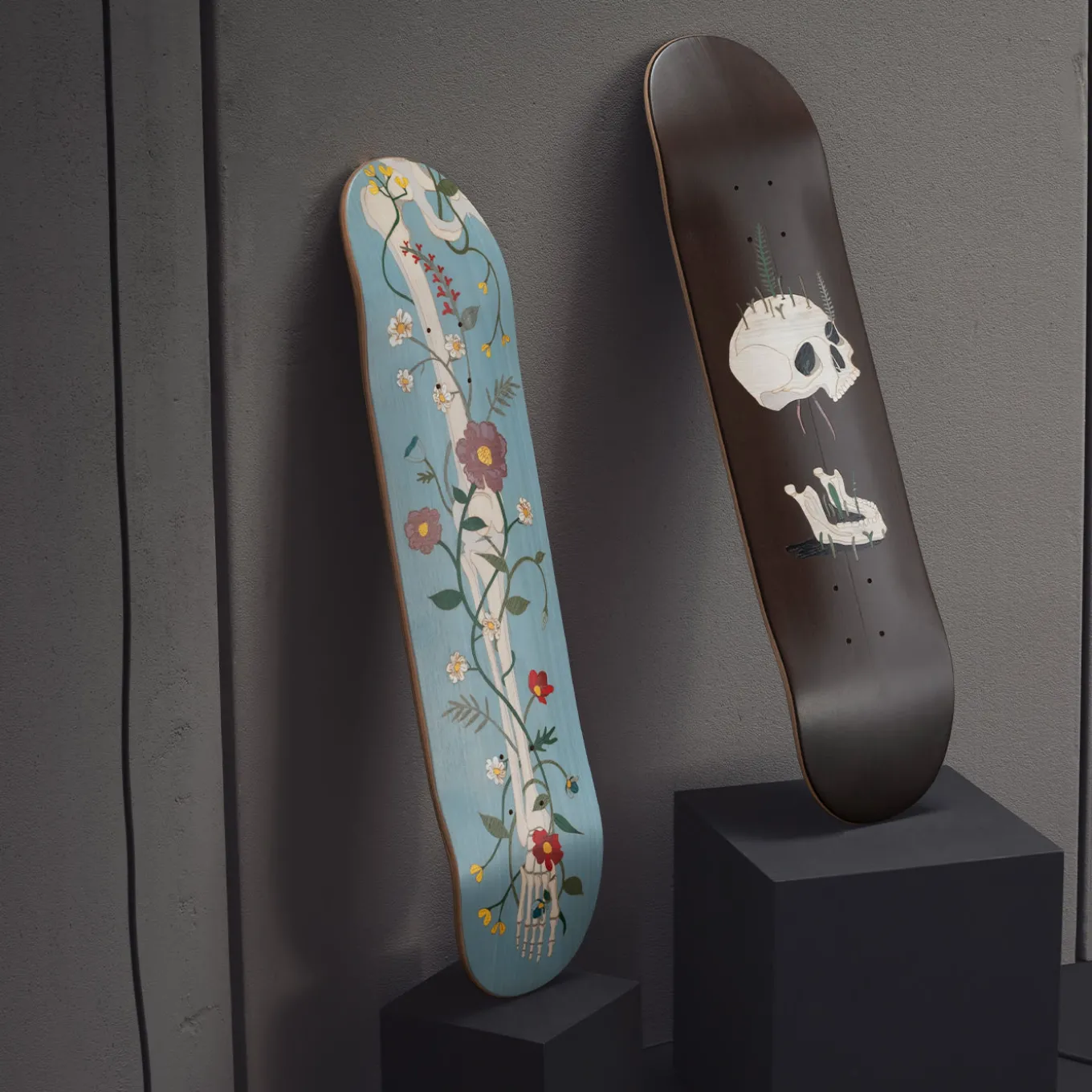 Old Skull Brown Decorative Skateboard