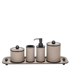 Olimpia 5-Piece Bathroom Burnished/Beige Leather Bathroom Set