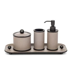Olimpia 5-Piece Bathroom Burnished/Beige Leather Bathroom Set