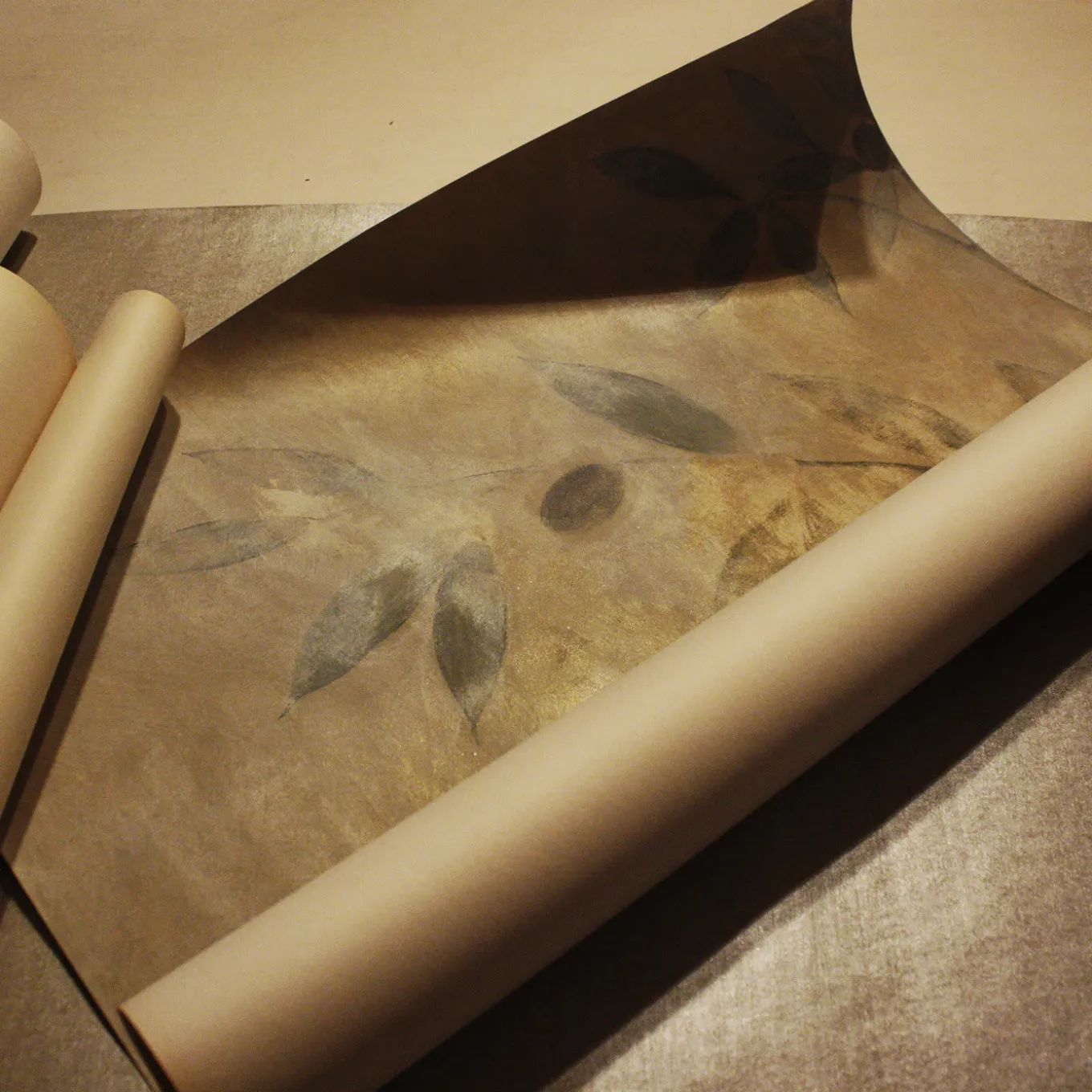 Olive Leaf Gold Wallpaper