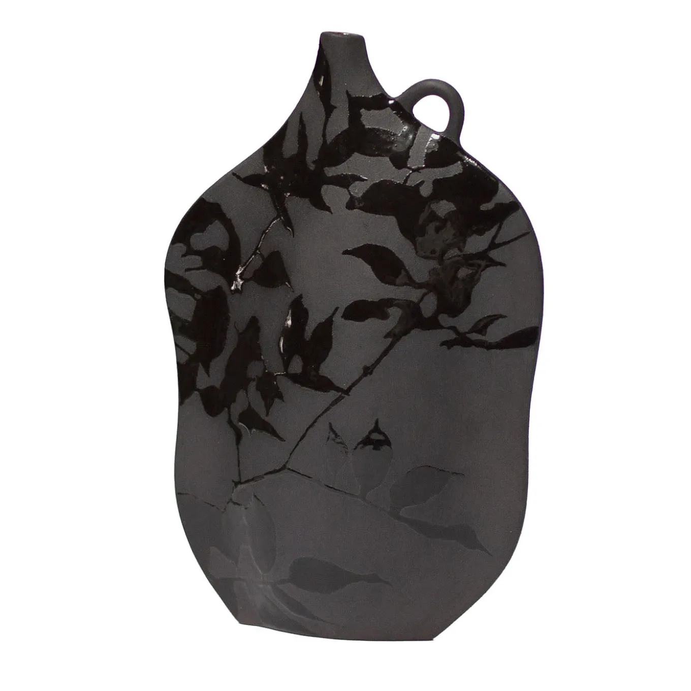 Ombra Black Stoneware With Glossy Details Vase #1