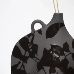 Ombra Black Stoneware With Glossy Details Vase #1