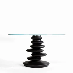 Ometto ED/20 349 Round Dining Table with Glass Top