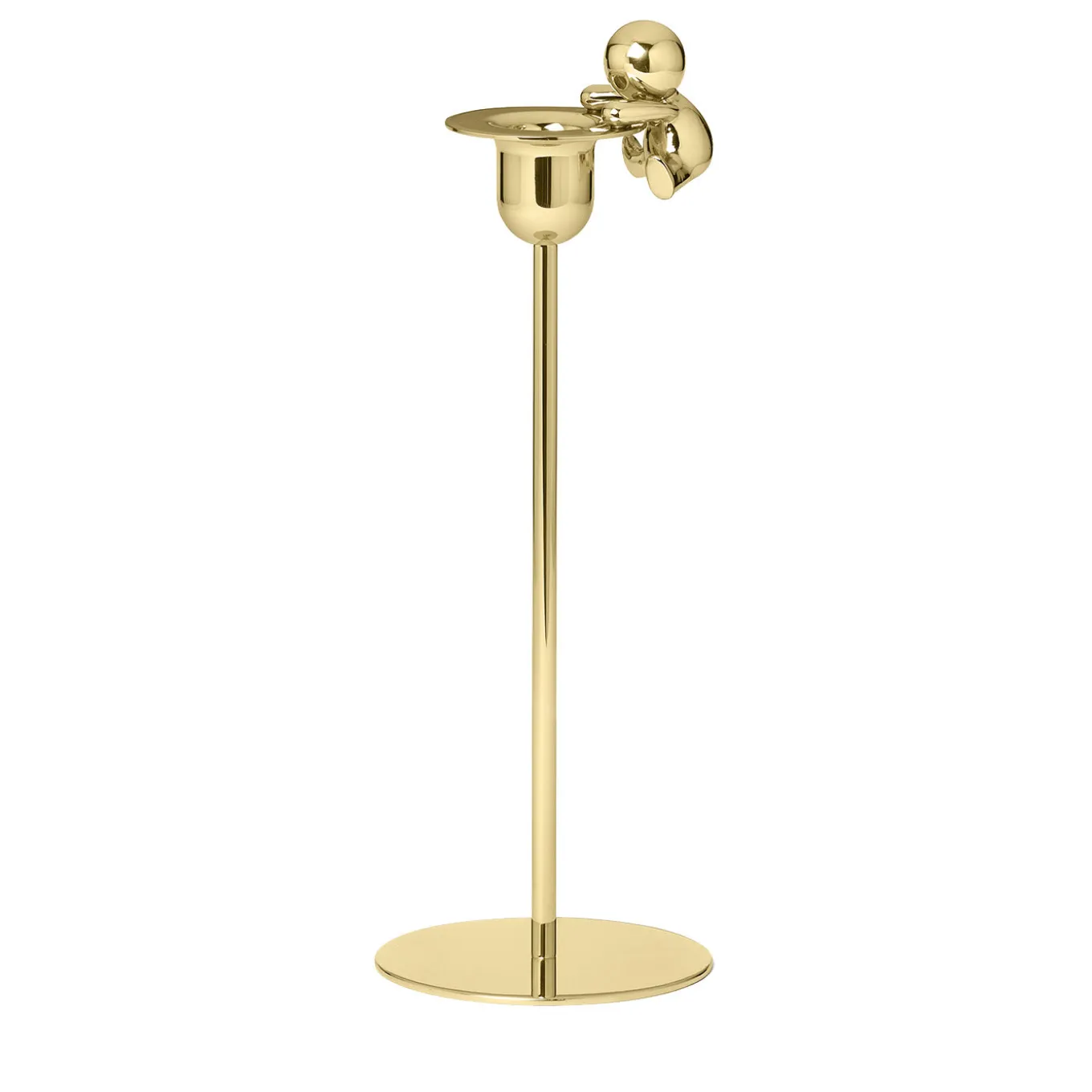 Omini Climber Tall Candlestick in Polished Brass By Stefano Giovannoni