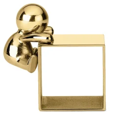 Omini Climbing Napkin Ring in Polished Brass By Stefano Giovannoni
