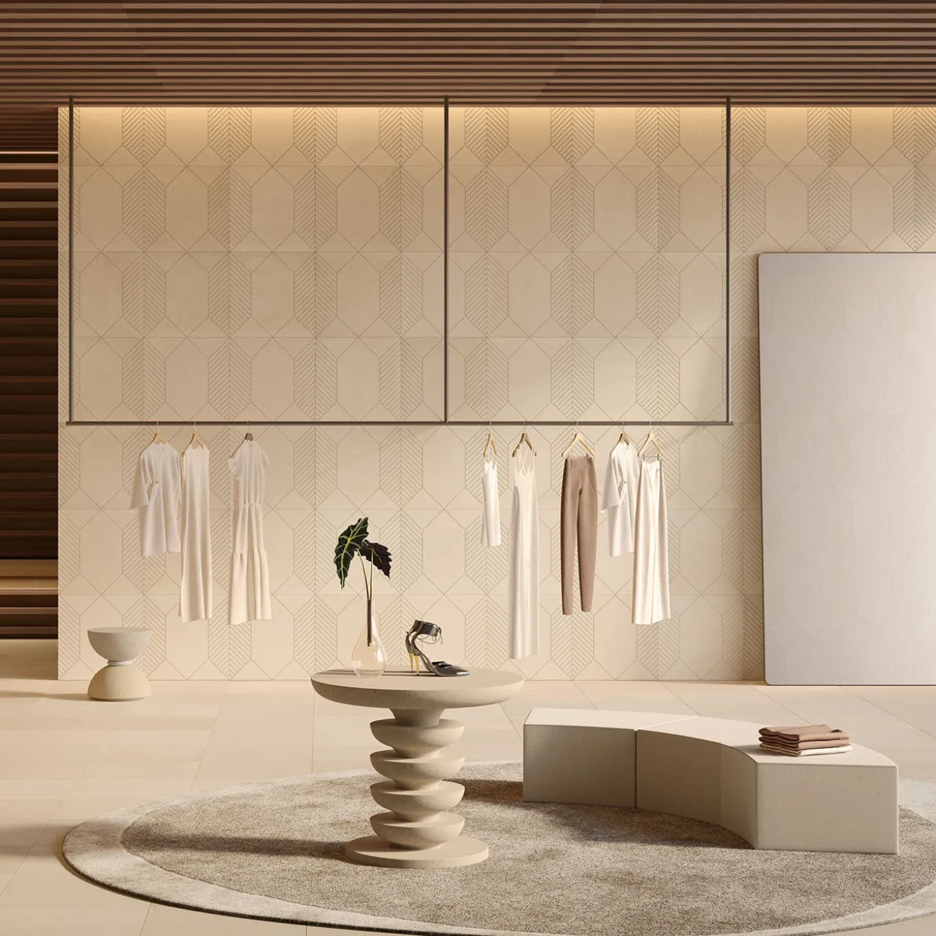 Ondulation Limestone Side Table by Matali Crasset