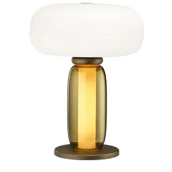 One On One Modern Brass Glass Round Table Lamp