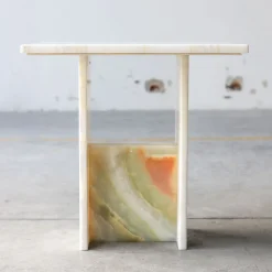 Onyx Ivory Marble Side Table