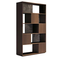 Opale Channeled Walnut Bookcase