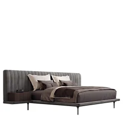Opale Large Channeled Gray Double Bed