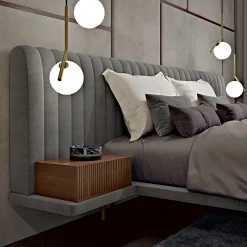 Opale Large Channeled Gray Double Bed