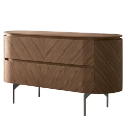 Opera Dresser in Walnut Canaletto with Nickel Legs