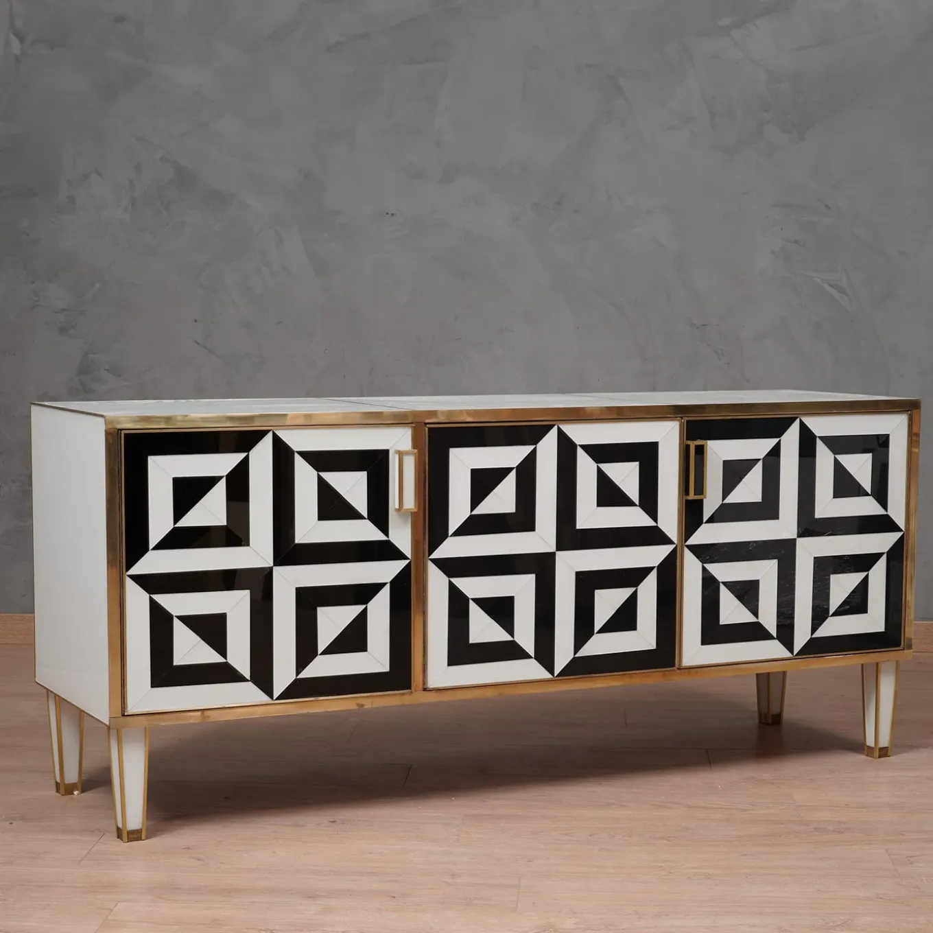 Optical Black and White Sideboard