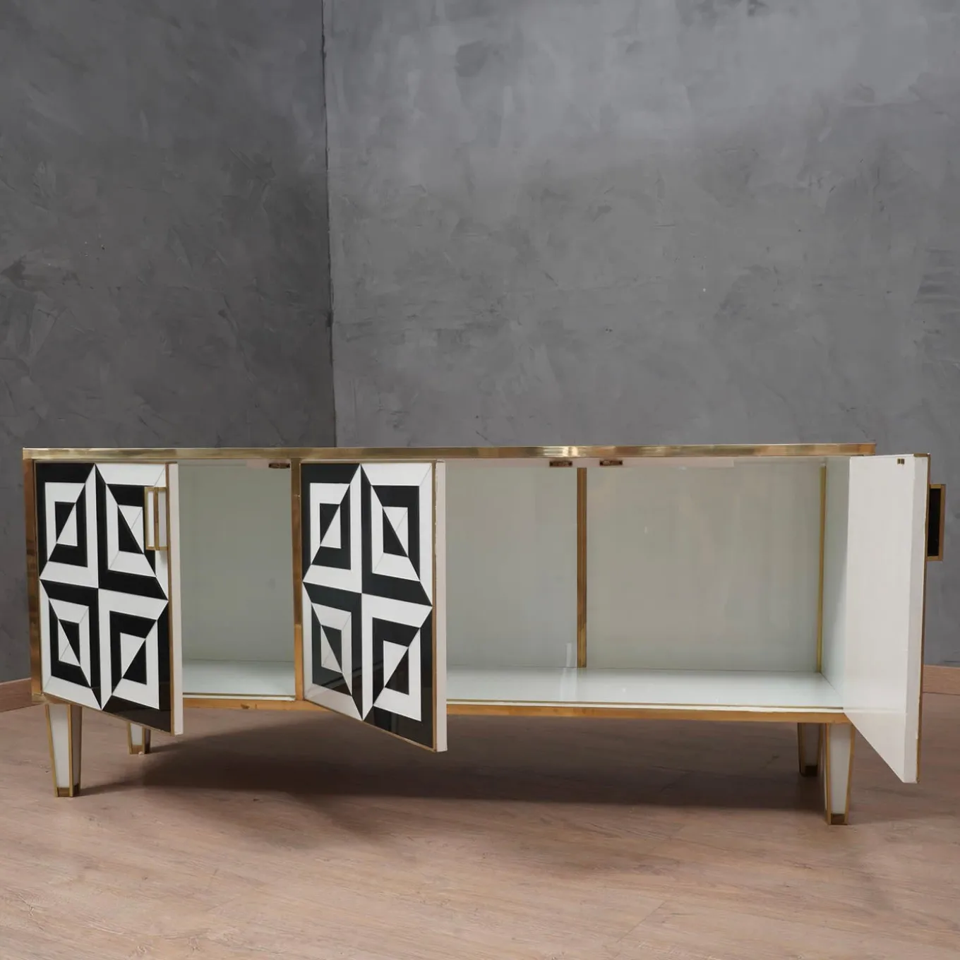 Optical Black and White Sideboard