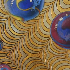 Optical Suspension Carved Wood With Gold & Silver Leaf Painting By Giuseppe Caiafa