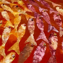 Orange and Purple Vortex Velvet Hand-Painted Tapestry