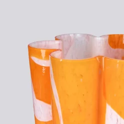 Orange Bucket Glass Vase