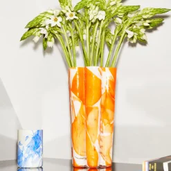 Orange Bucket Glass Vase