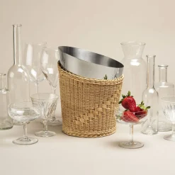 Orchidea Wicker Basket with Stainless Steel Champagne Bucket